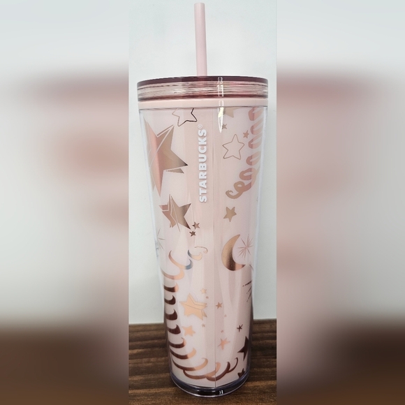 Starbucks Other - Starbucks 2023 Pink Moon & Stars Decorate Lid Venti 24 Oz Tumbler With Charms